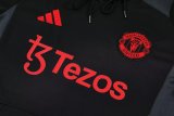 Mens Manchester United Hoodie Sweatshirt + Pants Training Suit Black 2024/25