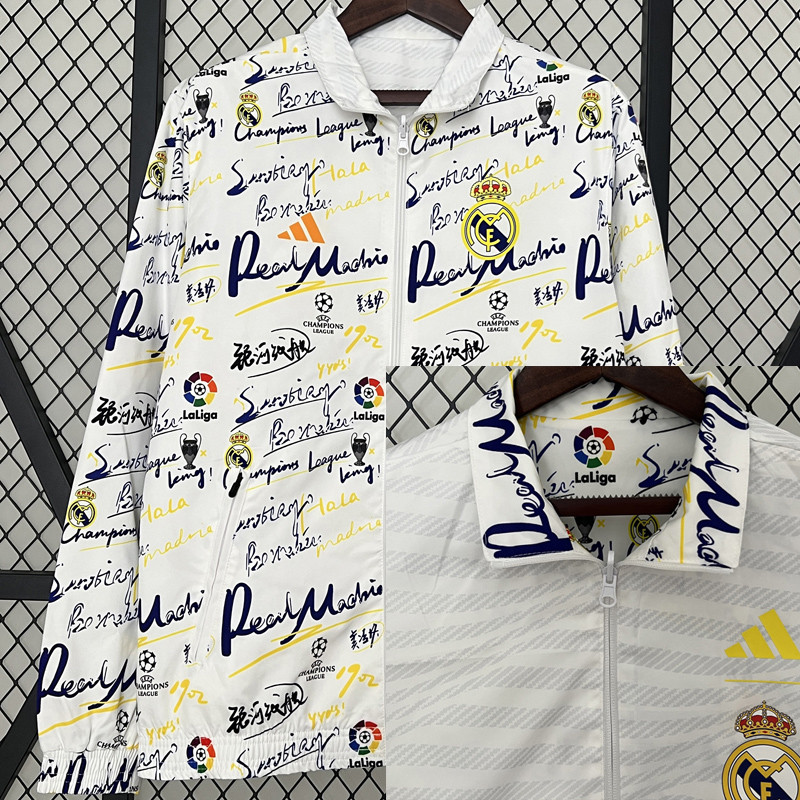 24-25  Real Madrid  White Double Sided Windbreaker
