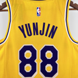 22-23 LAKERS YUNJIN #88 Yellow Top Quality Hot Pressing NBA Jersey