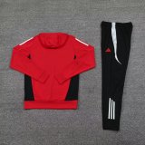 Mens Manchester United Hoodie Sweatshirt + Pants Training Suit Red 2024/25