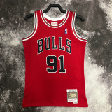 1998 BULLS RODMAN #91 Red Retro Top Quality Hot Pressing NBA Jersey