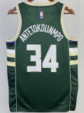 22-23 BUCKS ANTETOKOUNMPO #34 Green Top Quality Hot Pressing NBA Jersey