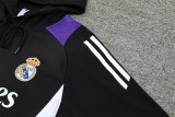 Mens Real Madrid Hoodie Sweatshirt + Pants Training Suit Black 2024/25