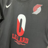 T187 Trail Blazers LILLARD #0 Black High Quality Casual T-Shirt
