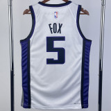 23-24 Kings FOX #5 White Top Quality Hot Pressing NBA Jersey
