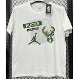 T197 Bucks Jordan White High Quality Casual T-Shirt