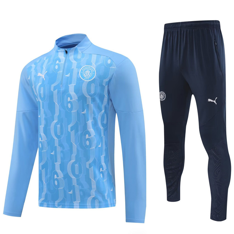 24-25 Man City Light blue Half Pull Tracksuit