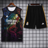 24-25 Real Madrid Black Vest Short traning suit
