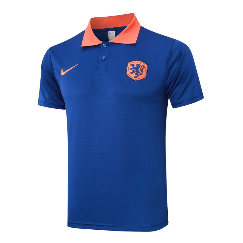 Mens Netherlands Polo Shirt Blue 2024