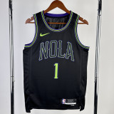 23-24 Pelicans MILLIAMSON #1 Black City Edition Top Quality Hot Pressing NBA Jersey