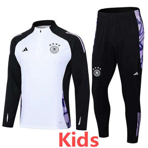 24-25 Germany White Kids Half Pull Tracksuit