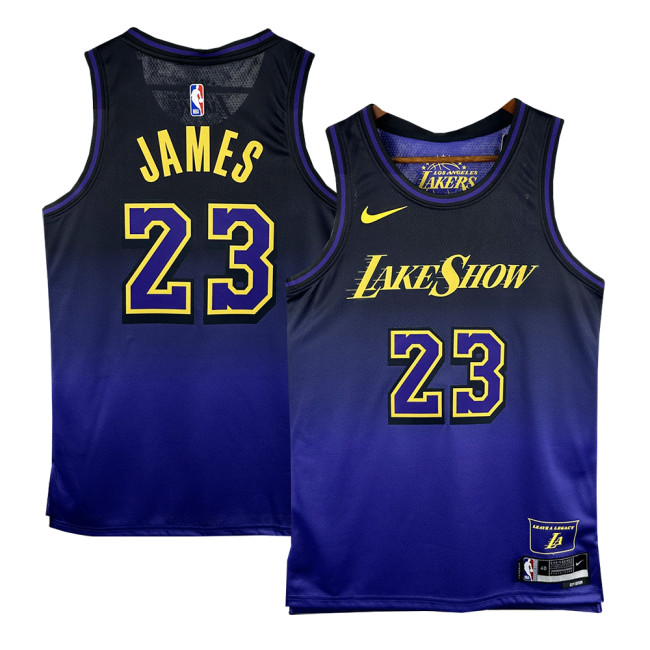 Mens Los Angeles Lakers NIKE Black - Puple 2024/25 Swingman Jersey - City Edition