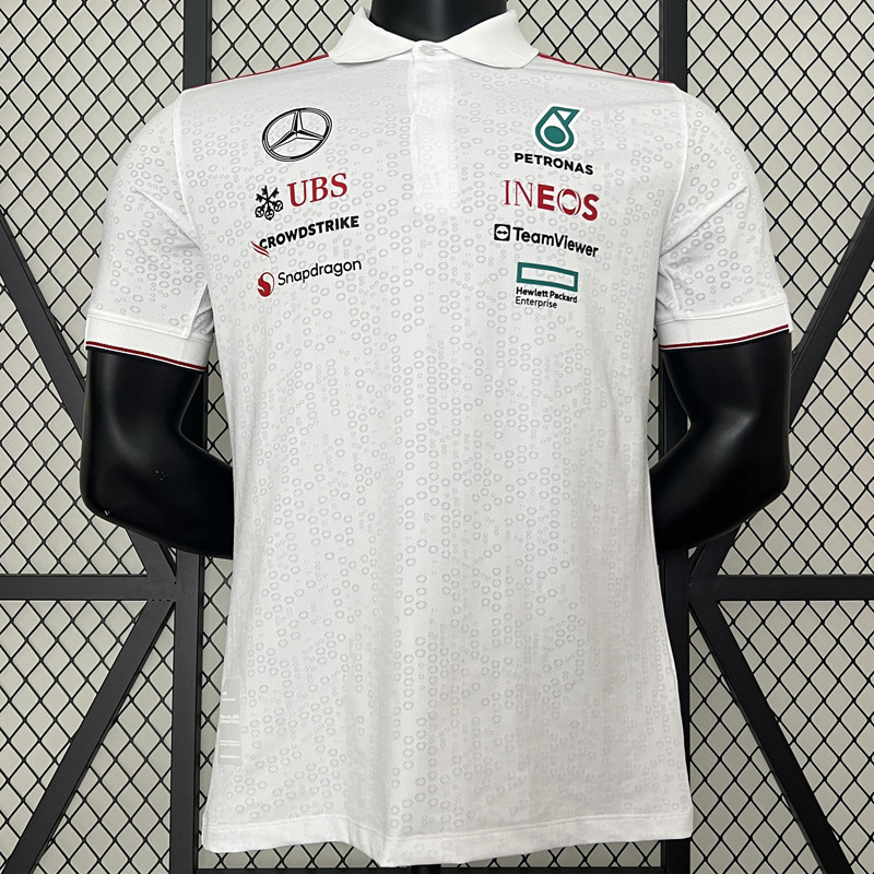 2024 F1 Mercedes White Polo Racing Suit