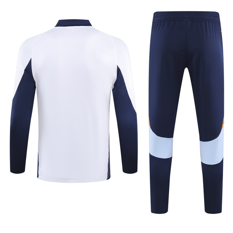 24-25 Mens  Real Madrid White Half Pull Tracksuit