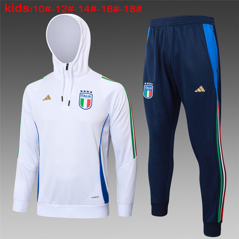 Kids Italy Hoodie Sweatshirt + Pants Suit White 2024
