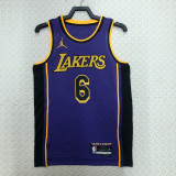 22-23 LAKERS JAMES #6 Purple Top Quality Hot Pressing NBA Jersey (Trapeze Edition)