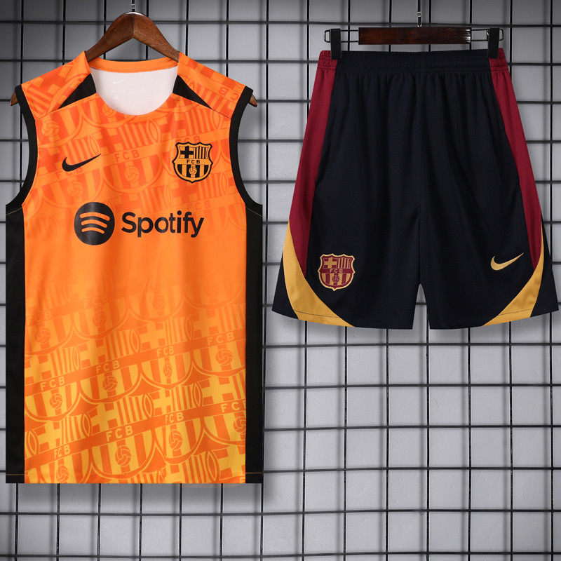 24-25 Mens Barcelona Orange Vest Short traning suit