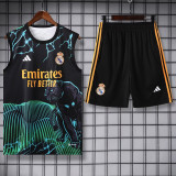 24-25 Real Madrid Black green Vest Short traning suit