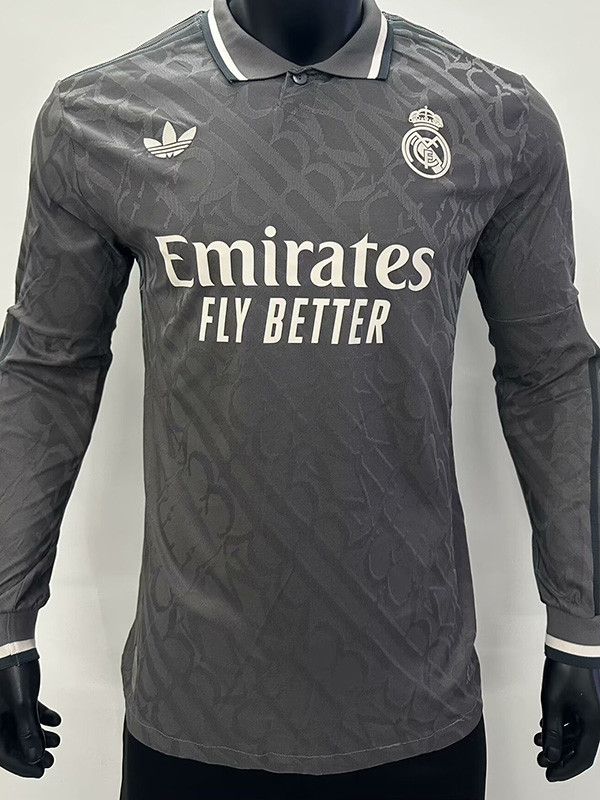 24-25 Mens Real Madrid  Third Long Sleeve Player Version Soccer Jersey