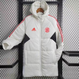 23-24 Bayern White Hooded Cotton Coat Red Edge