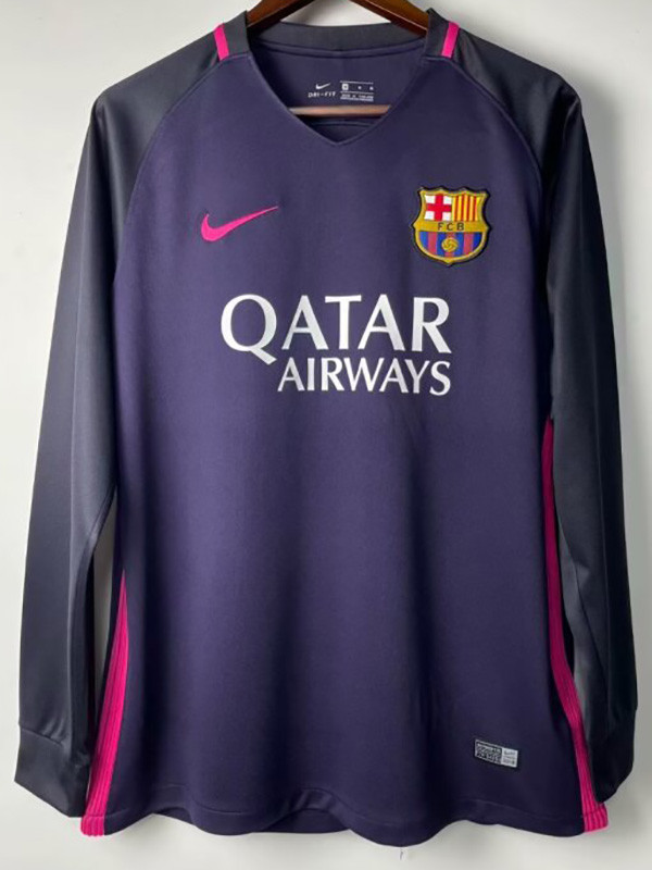2016-2017 Mens Barcelona Away Long Sleeve Retro Soccer Jersey