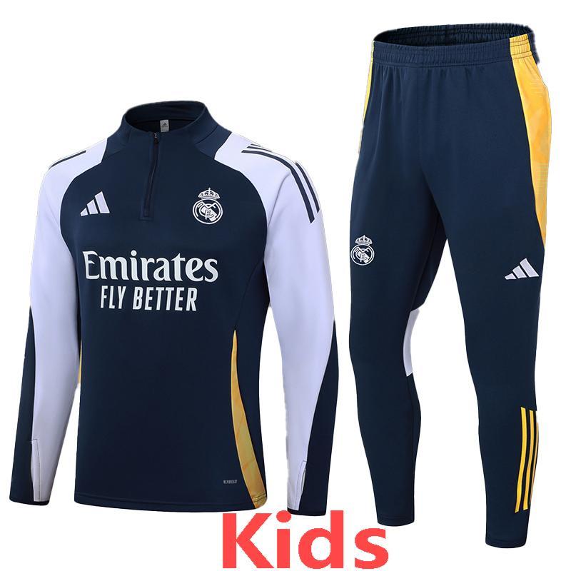 24-25  Real Madrid Royal blue Kids Half Pull Tracksuit