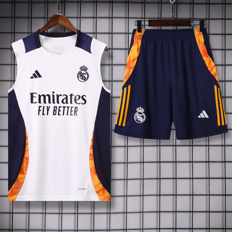 24-25 Real Madrid  White Vest Short traning suit