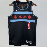2019 BULLS ROSE #1 Black City Edition Top Quality Hot Pressing NBA Retro Jersey