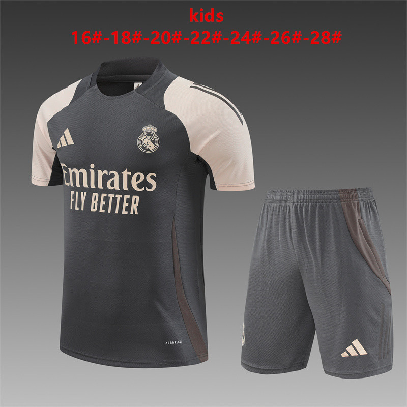 Kids Real Madrid Short Training Suit Dark Grey 2024/25