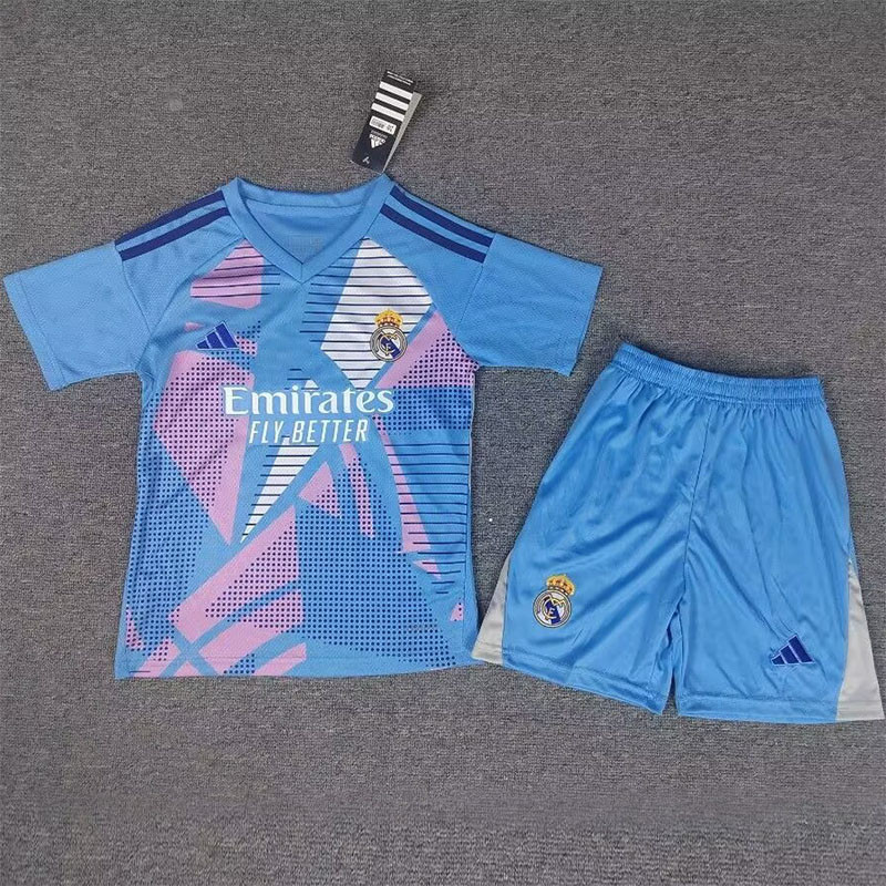24-25 Real Madrid  Bllue GoalKeeper Kids Soccer Jersey
