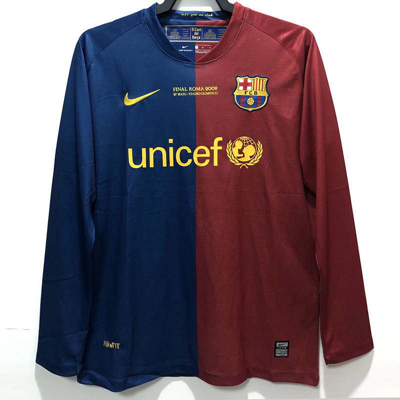 2008-2009 Mens Barcelona  Home Retro Long Sleeve Soccer Jersey