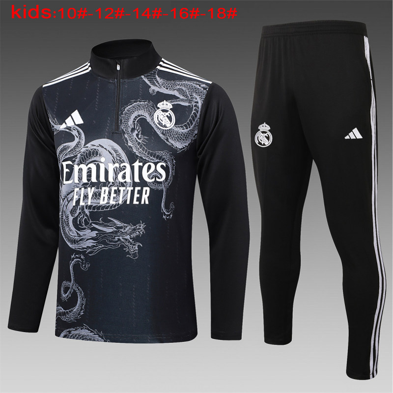 Kids Real Madrid Training Suit Black Dragon 2024/25