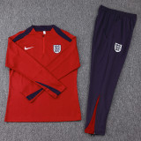 24-25 England Jujube Red Kids Half Pull Tracksuit (童装)(半拉链)