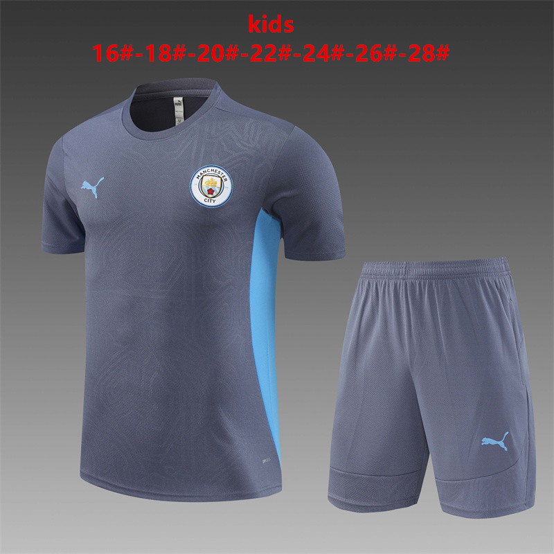 Kids Manchester City Short Training Suit Grey 2024/25