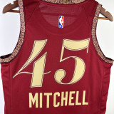 23-24 Cleveland Cavaliers MITCHLL #45 Red City Edition Top Quality Hot Pressing NBA Jersey