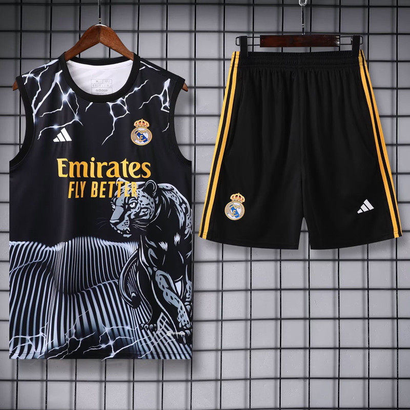 24-25 Real Madrid Black white Vest Short traning suit