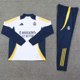 24-25 Real Madrid  White Half Pull Tracksuit