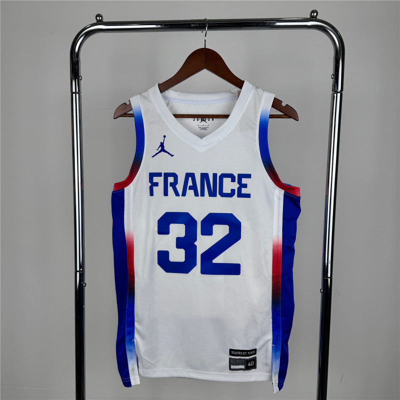 Mens Nike White France Basketball Player Jersey - Olympic Games 2024