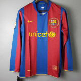 2007-2008 Mens  Barcelona Home Retro Long Sleeve Soccer Jersey