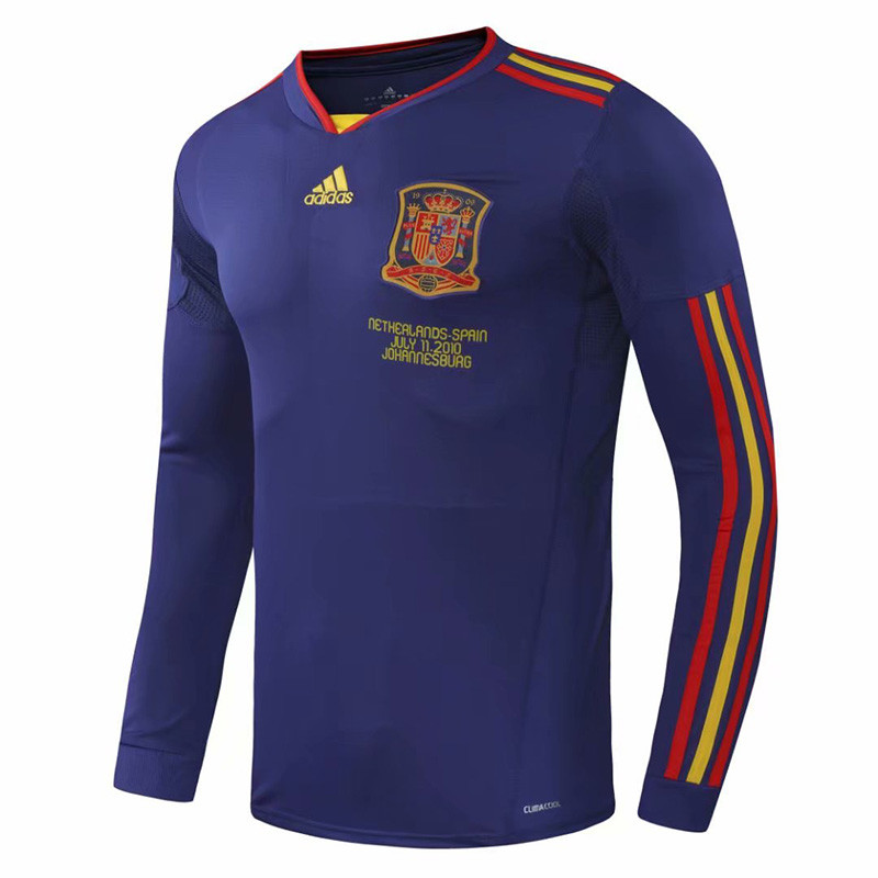 2010 Spain Away Long Sleeve Retro Soccer Jersey (长袖)(带胸前决赛字)