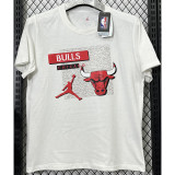 T195 Bulls Jordan White High Quality Casual T-Shirt