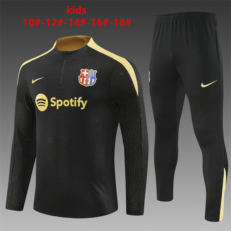 Kids Barcelona Training Suit Black - Gold 2024/25