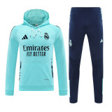 Mens Real Madrid Hoodie Sweatshirt + Pants Training Suit Green 2024/25