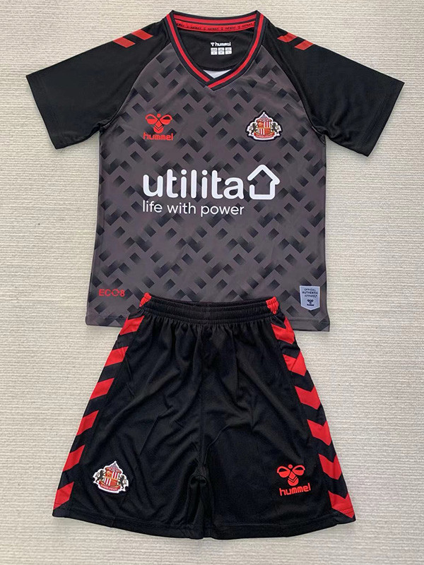 24-25 Sunderland Grey Black GoalKeeper Kids Soccer Jersey