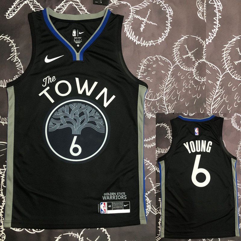 2020 Warriors YOUNG #6 Black Grey Top Quality Hot Pressing NBA Jersey