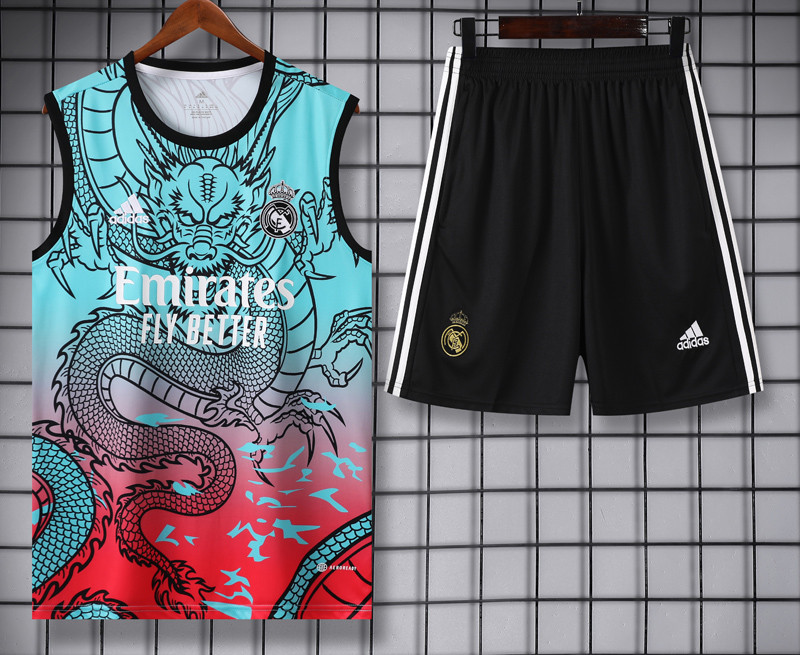 24-25 Real Madrid Green-Red Vest Short traning suit
