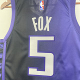 23-24 Kings FOX #5 Purple Top Quality Hot Pressing NBA Jersey (Trapeze Edition)