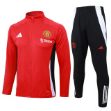 Mens Manchester United Jacket + Pants Training Suit Red 2024/25