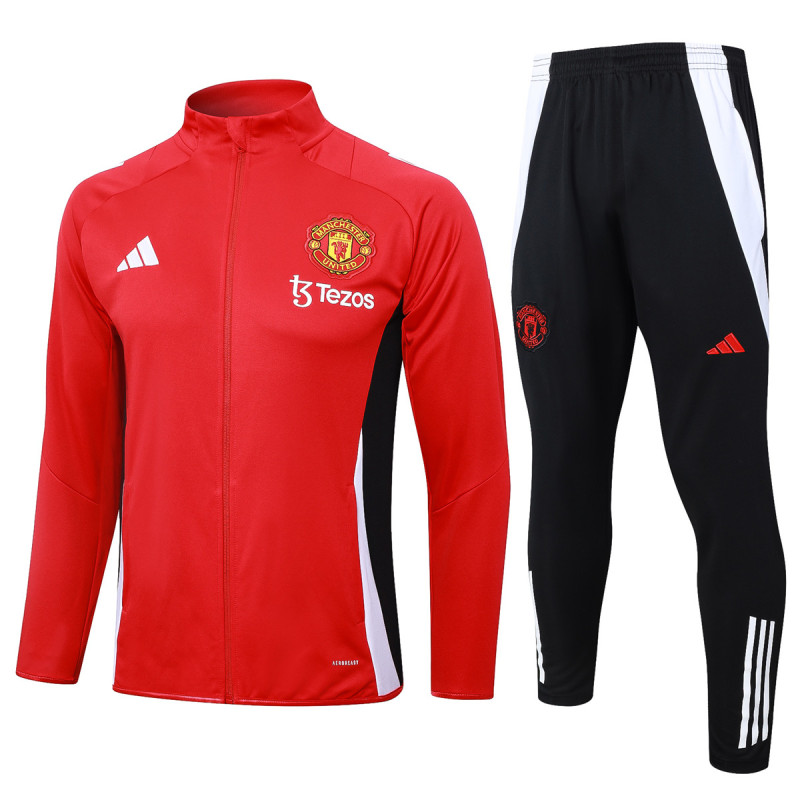 Mens Manchester United Jacket + Pants Training Suit Red 2024/25