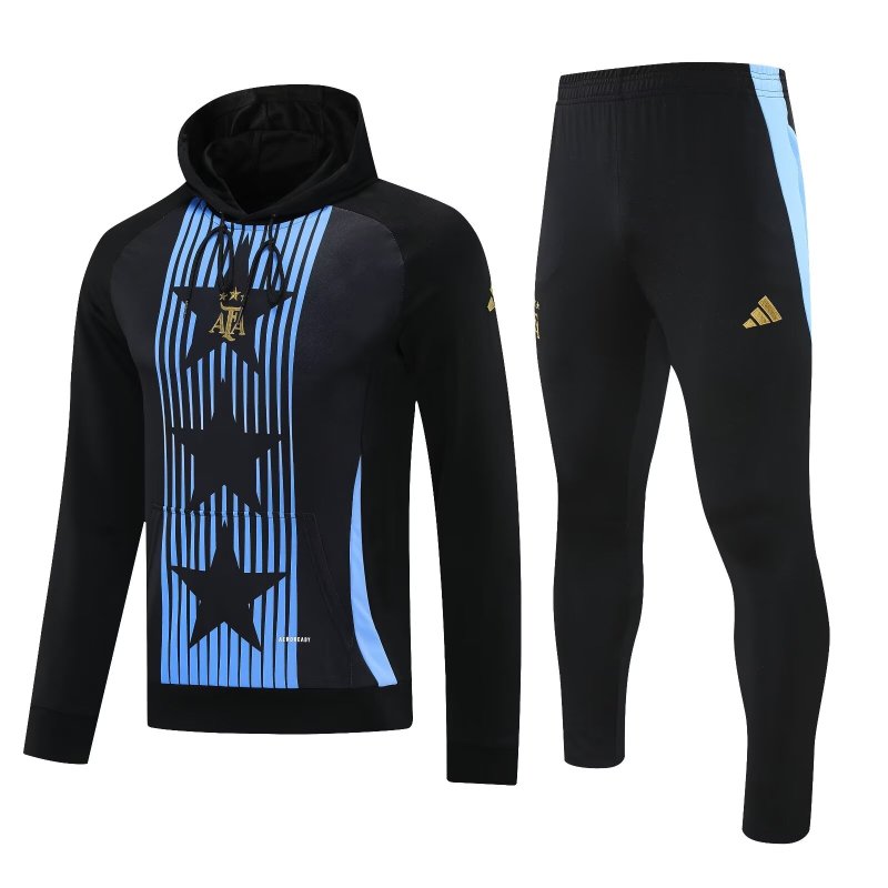 Mens Argentina Hoodie Sweatshirt + Pants Training Suit Black 2025